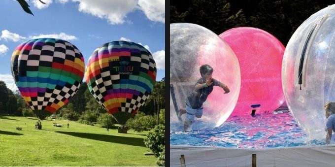 Passeio de balão e bolas infláveis em Campos do Jordão