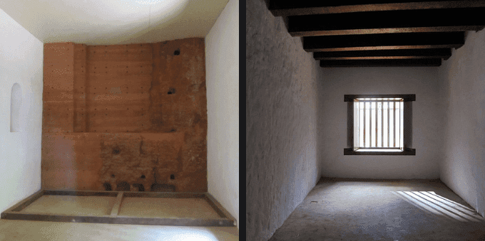 Ambiente da capela e cômodo com acabamento rústico carioca, na Casa Bandeirantes do Itaim Bibi