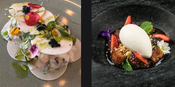 Na imagem, dois pratos de restaurantes de Ipanema que fazem sucesso