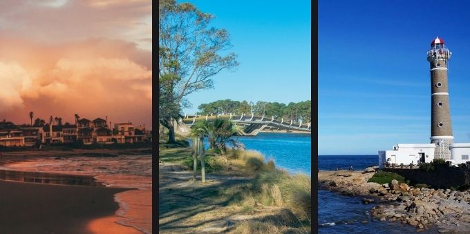 3 imagens colocadas lado a lado de pontos turísticos de Punta Del Leste. 