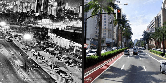 Avenida Faria Lima em dois momentos: 1966 e 2020